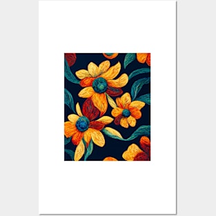 Flowers in the Style of Van Gogh #2 Posters and Art